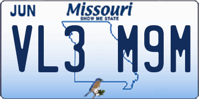 MO license plate VL3M9M