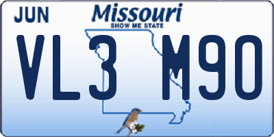 MO license plate VL3M9O
