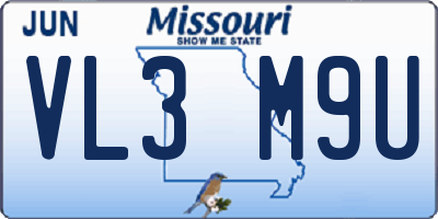 MO license plate VL3M9U