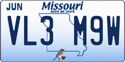 MO license plate VL3M9W
