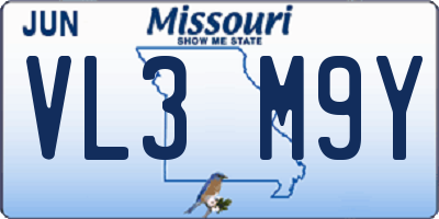 MO license plate VL3M9Y