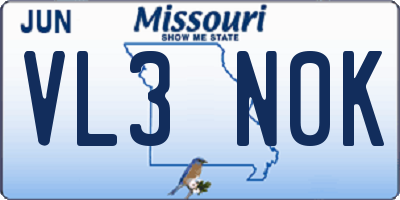 MO license plate VL3N0K