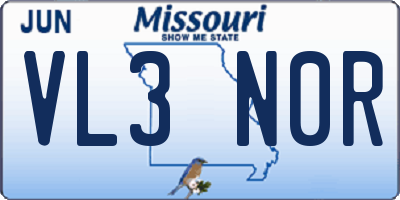 MO license plate VL3N0R