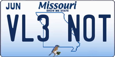 MO license plate VL3N0T