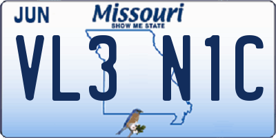 MO license plate VL3N1C
