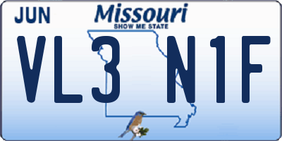 MO license plate VL3N1F