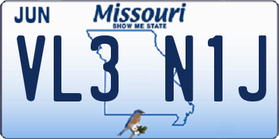 MO license plate VL3N1J