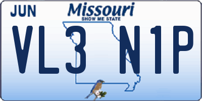 MO license plate VL3N1P