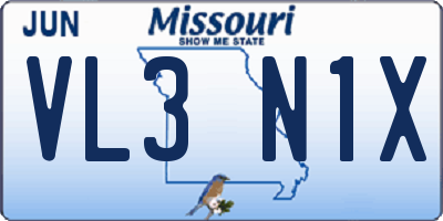 MO license plate VL3N1X