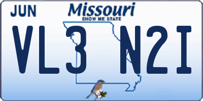 MO license plate VL3N2I