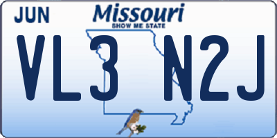 MO license plate VL3N2J