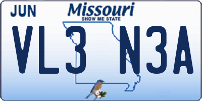 MO license plate VL3N3A
