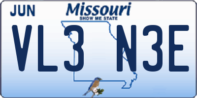 MO license plate VL3N3E