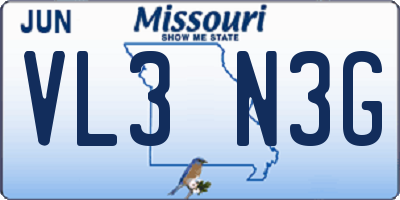 MO license plate VL3N3G