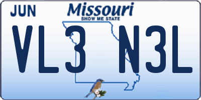 MO license plate VL3N3L