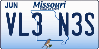 MO license plate VL3N3S