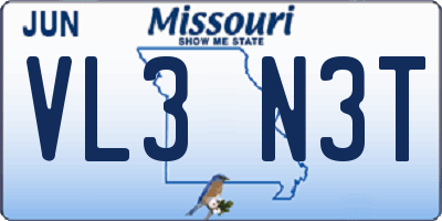 MO license plate VL3N3T