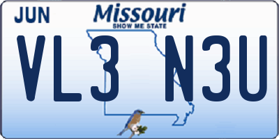 MO license plate VL3N3U