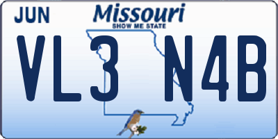 MO license plate VL3N4B