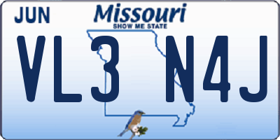 MO license plate VL3N4J