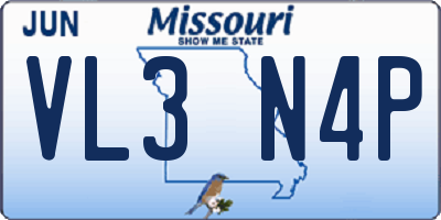 MO license plate VL3N4P