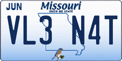 MO license plate VL3N4T