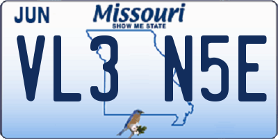 MO license plate VL3N5E