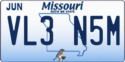 MO license plate VL3N5M