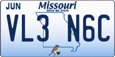 MO license plate VL3N6C