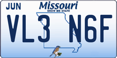 MO license plate VL3N6F