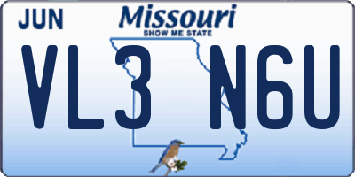 MO license plate VL3N6U
