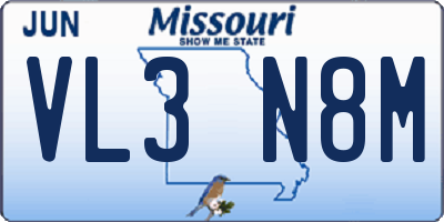 MO license plate VL3N8M