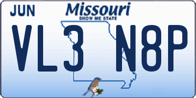 MO license plate VL3N8P
