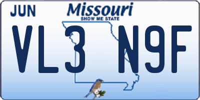 MO license plate VL3N9F