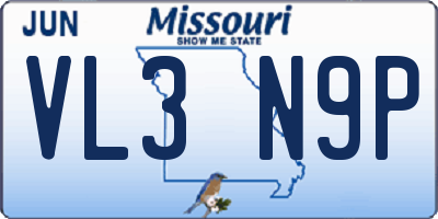 MO license plate VL3N9P