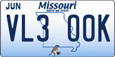 MO license plate VL3O0K