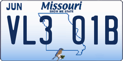 MO license plate VL3O1B