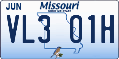MO license plate VL3O1H