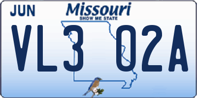 MO license plate VL3O2A
