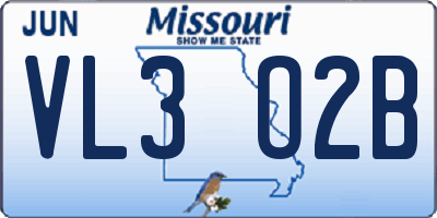 MO license plate VL3O2B