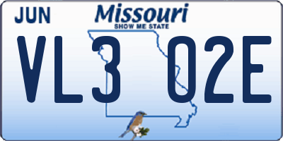 MO license plate VL3O2E