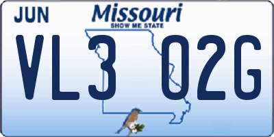 MO license plate VL3O2G