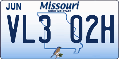 MO license plate VL3O2H
