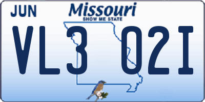 MO license plate VL3O2I