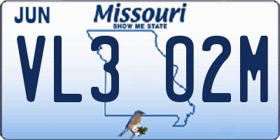 MO license plate VL3O2M