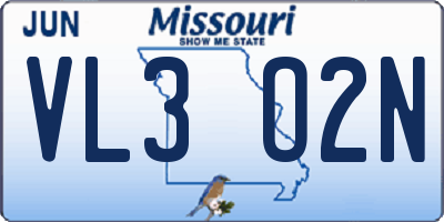 MO license plate VL3O2N