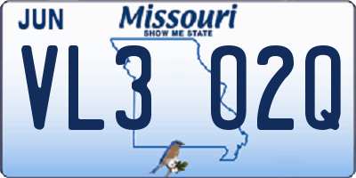 MO license plate VL3O2Q
