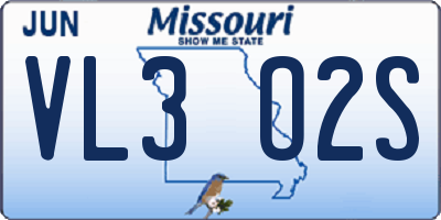 MO license plate VL3O2S