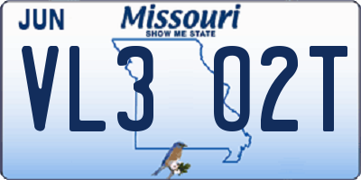 MO license plate VL3O2T
