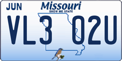 MO license plate VL3O2U